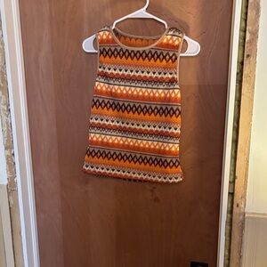 Source Unknown Orange and Brown Patterned Halter top